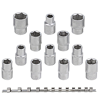 Набор головок 12 предметов 1/2" 6гр.(10-19,22,24мм), на планке ROCKFORCE RF-4121-5