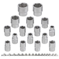 Набор головок 16 предметов 1/2" 6гр.(10-19,21,22,24,27,30,32мм), на планке ROCKFORCE RF-4161-5