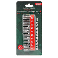 Набор бит TORX с отверстием 10 предметов 1/4" (TН 7,8,9,10,15,20,25,27,30,40-25мм),в блистере ROCKFORCE RF-21022T
