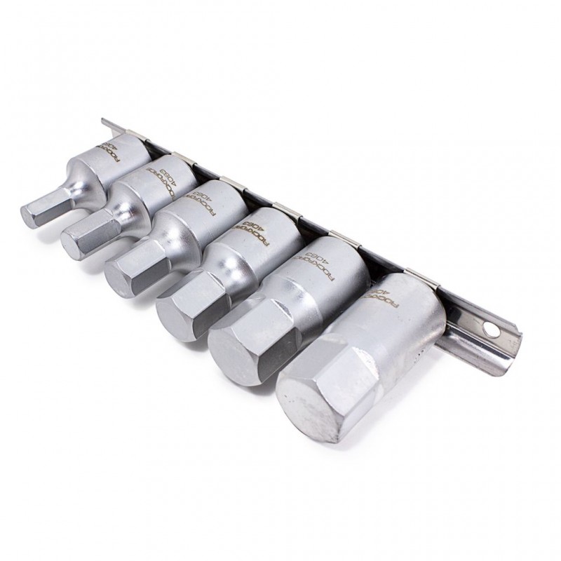 Набор головок 6-гранных для маслосливных пробок, 6 предметов, 1/2"(8,10,12,14,17,19мм) ROCKFORCE RF-4063
