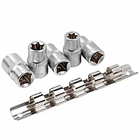 Набор головок Е-профиль 5 предметов 1/2" (E12,E14,E16,E18,E20), на планке ROCKFORCE RF-4053