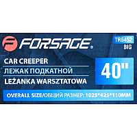 Лежак ремонтный подкатной на 6-ти колесах с регулируемым подголовником Forsage F-TR6452