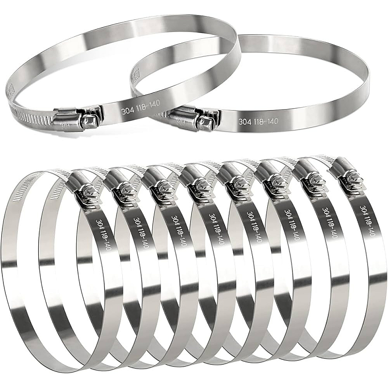 Хомут черв'ячний металевий 120-140мм, 25шт (антикорозійне покриття Zn 9mkm, гальвінізована сталь, розмір ключа 7мм, ширина стрічки 9мм) ROCKFORCE RF-120-140