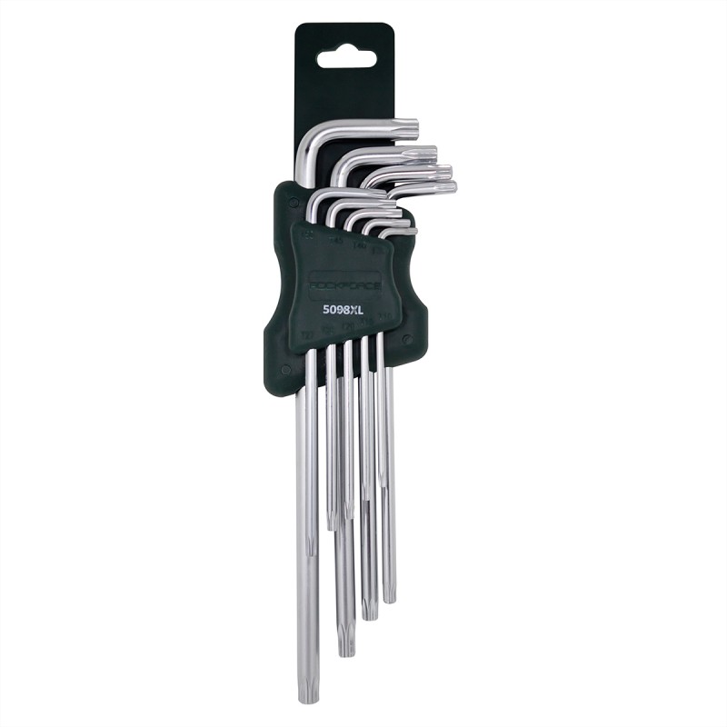 Набір ключів TORX Г-подібних екстра довгих, 9пр. (Т10,Т15,Т20,Т25, Т27,Т30,Т40,Т45,Т50) ROCKFORCE RF-5098XL