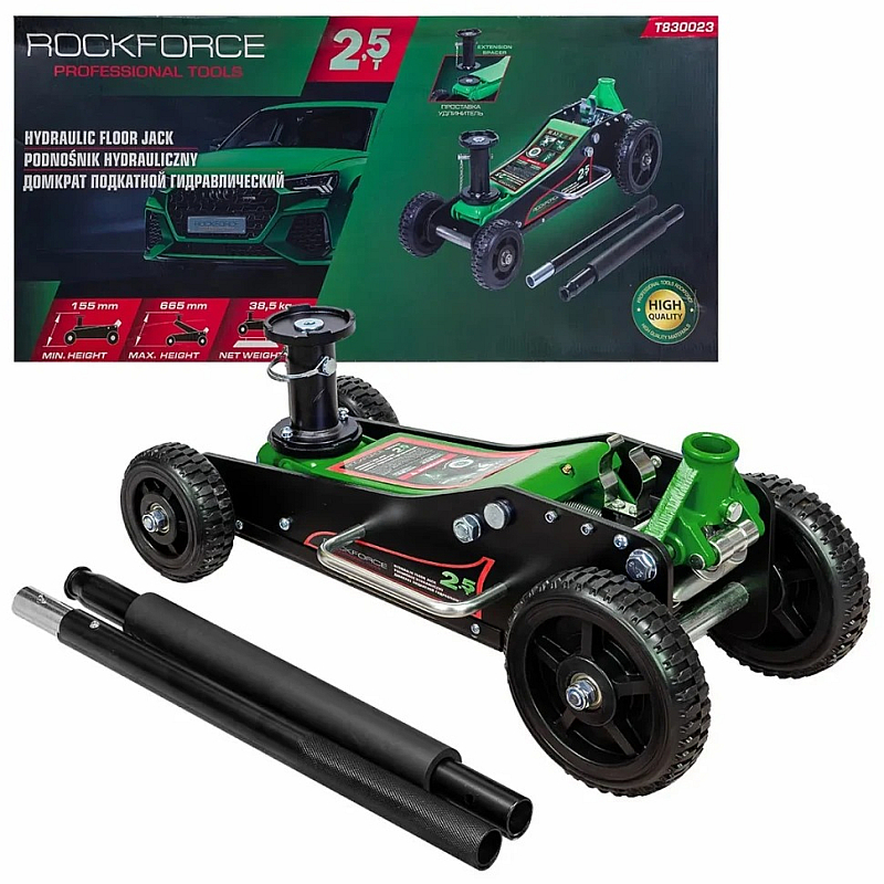 Домкрат підкатний 2,5т (155-665мм) гідравлічний ROCKFORCE RF-T830023