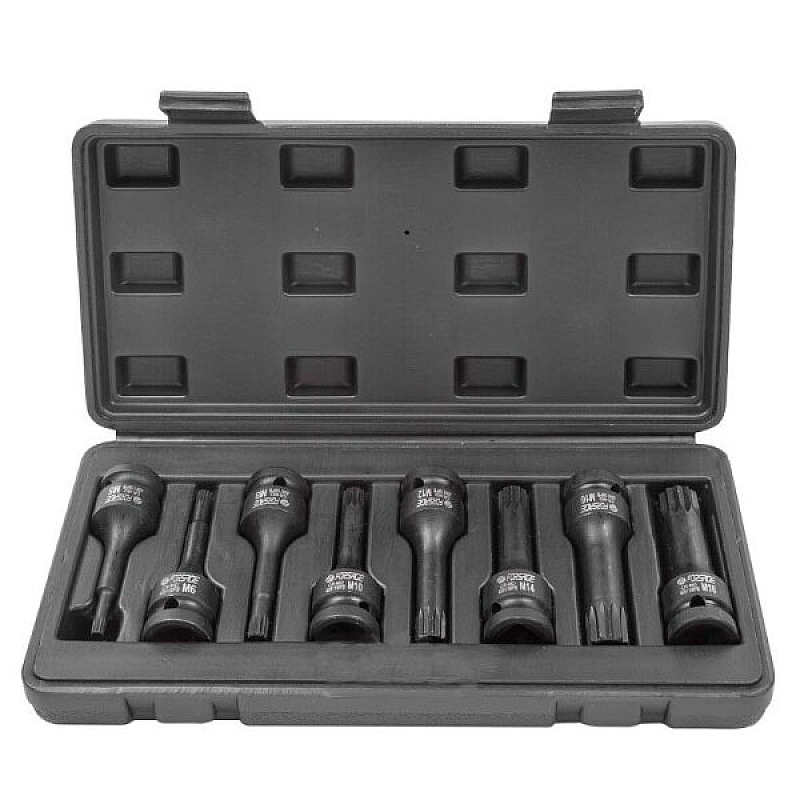 Головки-биты SPLINE ударные 8пр. 1/2"набор Forsage F-40811MPB