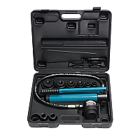 Пробойник гидравлический с насосом 11т (Ø22, 27.5, 34, 43, 49, 60мм; сталь нерж.-1.6мм; медь/алюм.-3.2мм,ход штока-20мм),в кейсе Forsage F-71002D