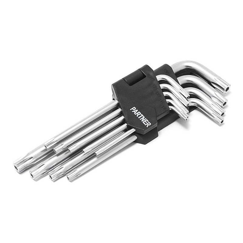 Набір ключів Г-подібних TORX довгих, 9пр. (1,5-10мм), в пластиковому тримачі