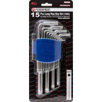 Набір ключів Г-подібних TORX довгих, 15пр. (Т6, Т7, Т8, Т9, Т10, Т15, Т20, Т25, Т27, T30, T40, T45,