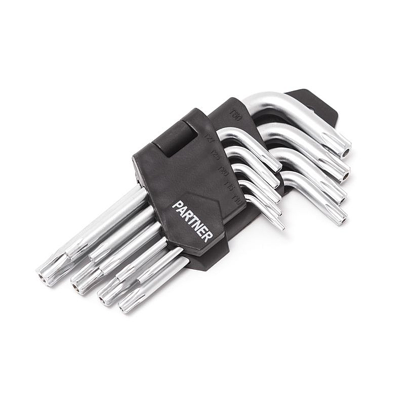 Набір ключів Г-подібних TORX з отвором, 9пр. (TH10-TH50), в пластиковому тримачі