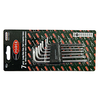 Набор ключей TORX Г-образных длинных, 7 предметов (Т10Н,Т15Н,Т20Н,Т25Н,Т27Н,Т30Н,Т40Н-с отверстием)  в пластиковом держателе ROCKFORCE RF-5071TL