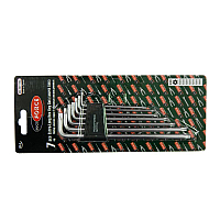 Набор ключей TORX Г-образных экстра длинных, 7 предметов (Т10Н,Т15Н,Т20Н,Т25Н,Т27Н,Т30Н,Т40Н-с отверстием)  в пластиковом держателе ROCKFORCE RF-5071TXL