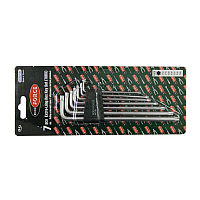 Набор ключей TORX Г-образных экстра длинных, 7 предметов (Т10,Т15,Т20,Т25,Т27,Т30,Т40) в пластиковом держателе ROCKFORCE RF-5071XL