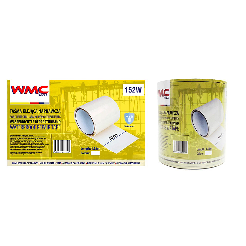 Лента водонепроницаемая ремонтная ПВХ 10смх1.52м (белая) WMC TOOLS 152W