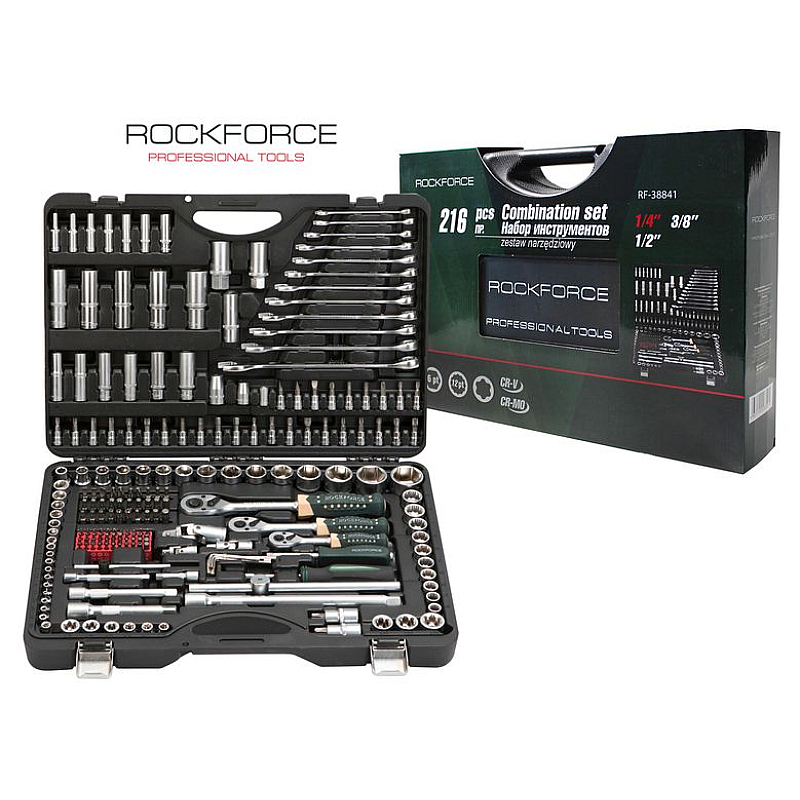 Набор инструментов 216пр.PROFI 1/4''3/8''1/2''(6гр.)(4-32мм)