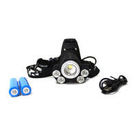 Фонарь светодиодный аккумуляторный налобный(5W LED,500Lm,2000mAh,зарядка12V,время раб.4ч,время заряд.5ч,защита гнезда зарядки,синий/белый/желтый свет) RF-01157