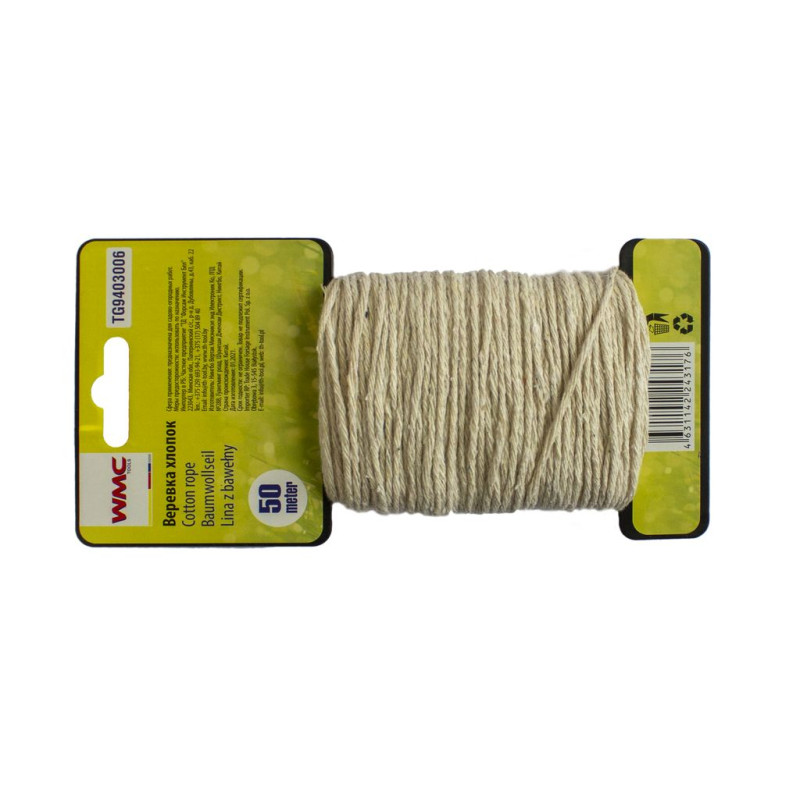 Веревка хлопковая для крепежа растений (L-50м) WMC TOOLS WT-TG9403006
