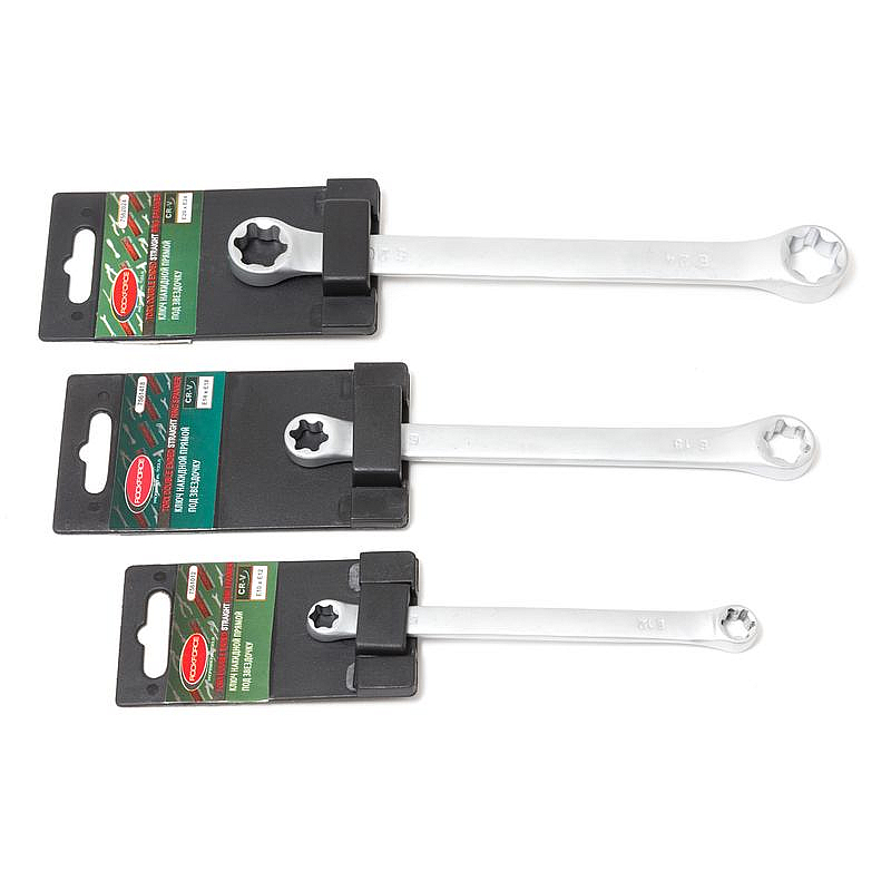 Ключ накидной Е-профиль Е14хЕ18, на пластиковом держателе ROCKFORCE RF-7561418