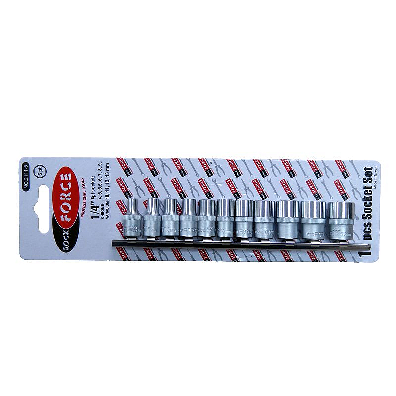 Набор головок 11 предметов 1/4" 6 гр.(4,5,5.5,6-13мм) на планке ROCKFORCE RF-2111-5