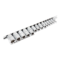 Набор головок Е-профиль 15 предметов 1/4"&3/8"&1/2" (1/4"Е4-Е8,3/8"Е10-Е14,1/2"Е16-Е24) на планке Forsage F-4158