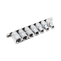 Набор головок Е-профиль 7 предметов 1/2" (E10,E12,E14,E16,E18,E20,E22), на планке Forsage F-4073