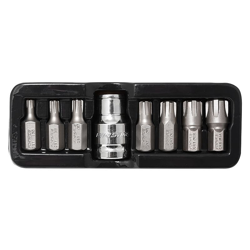 Набор бит RIBE c битодержателем,8 предметов 1/2"(L:30;M5,М6,М7,М8,М10,М12,M14) в ложементе Forsage F-4089