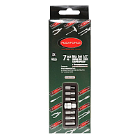 Набор бит TORX с отверстием и битодержателем,7 предметов 1/2"(L:30мм;Т25,Т30,Т40,Т45,Т50,Т55), в ложементе ROCKFORCE RF-4074TH