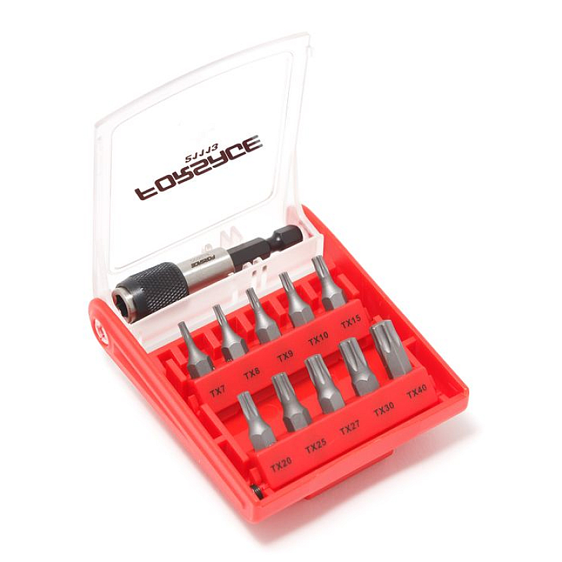 Набір біт 11пр. 1/4" Torx з бітотримачем (T10, T15, T20, T25, T27, T30, T40, T7, T8, T9; L-25мм) Forsage F-21113