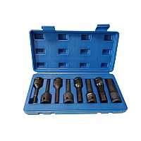 Набор головок-бит 6-гранных ударных 8 предметов,1/2"(H5, H6, H8, H10, H12, H14, H17, H19), в кейсе FORCEKRAFT FK-4087MPB
