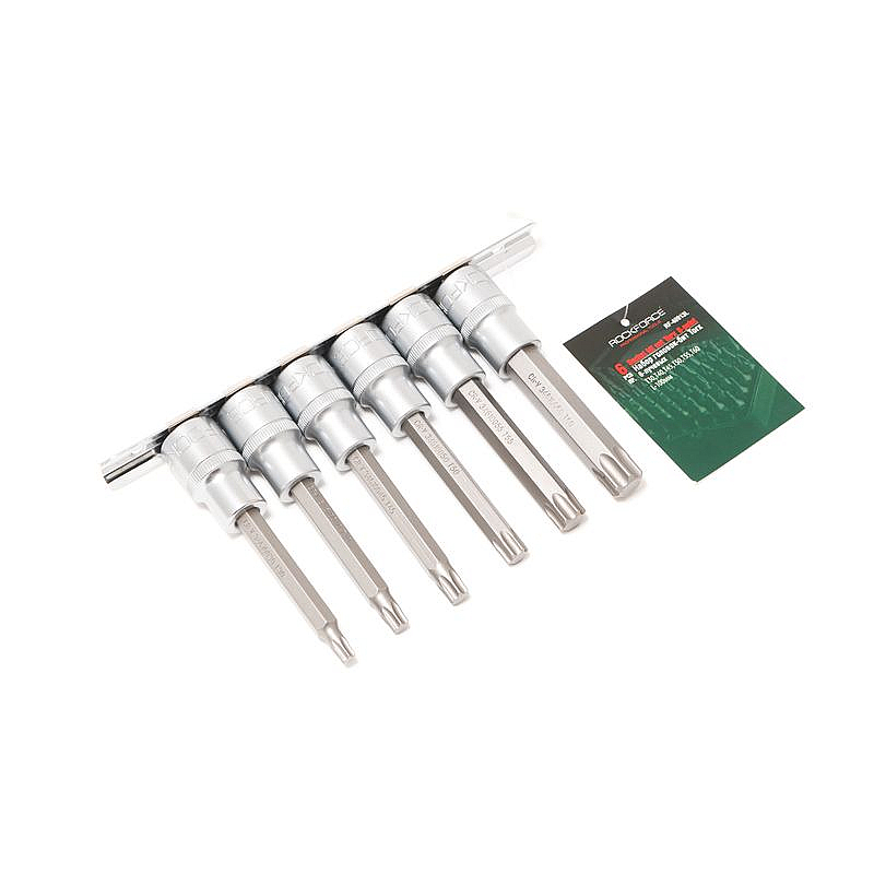 Набір головок-біт 6пр. 1/2" Torx 6-променевих (Т30, Т40, Т45, Т50, Т55, Т60, L-100мм) на планці ROCKFORCE RF-40913L