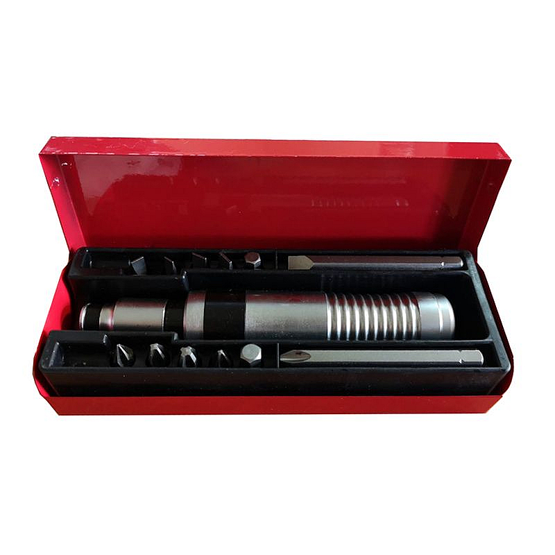 Отвертка ударная с набором бит и адаптером,13 предметов 1/2"(F)х5/16"(F) (PH 1,2,3,4х36мм; PH3х80мм; SL 5,6,7,8х36мм, SL8х80мм; H 7,8х36мм) в метал. кейсе Forsage F-5064A