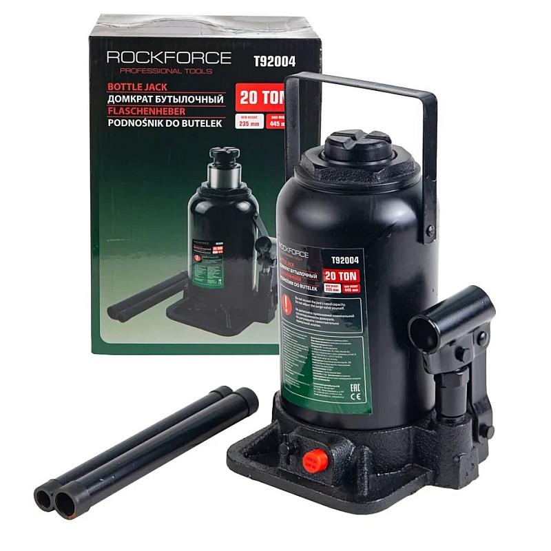 Домкрат гідравлічний пляшковий 20т (235-445) Rockforce RF-T92004D