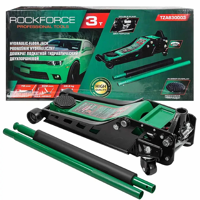 Домкрат підкатний 3т (75-508мм) Rockforce RF-TZA830003