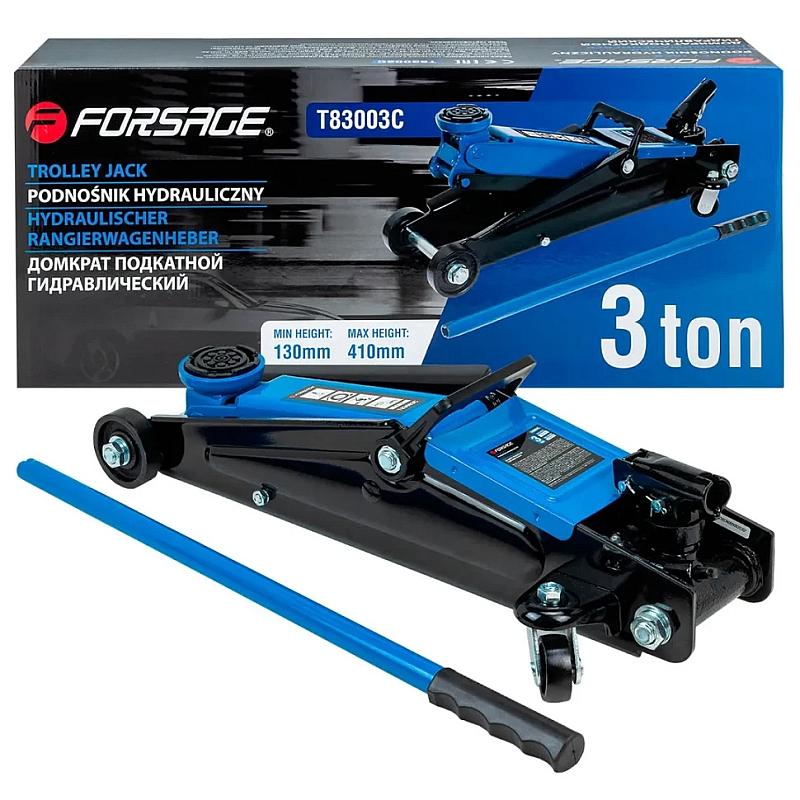 Домкрат подкатной 3т (130-410мм) с поворотной ручкой 360° Forsage F-T83003C