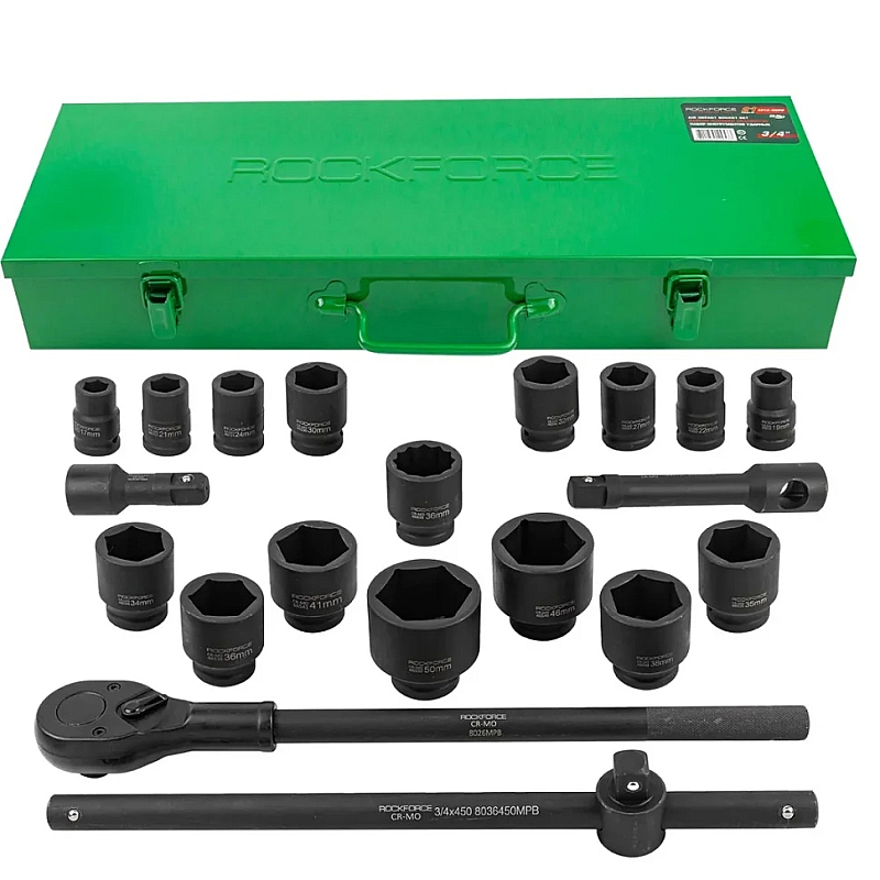 Набір ударних інструментів 21пр, 3/4" (6гр.) ROCKFORCE RF-6212-5MPB