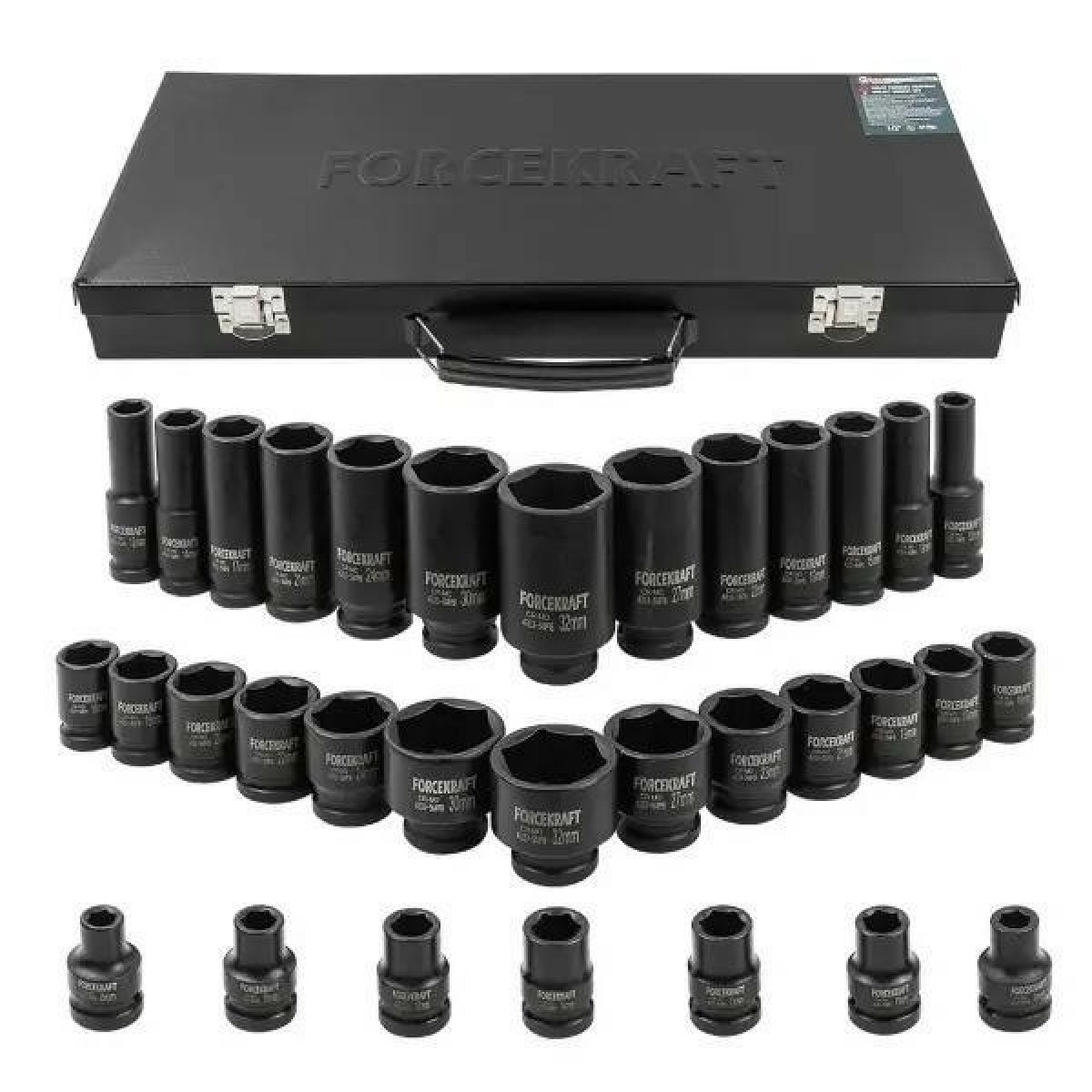 Набор головок ударных 33пр. 1/2'' 6-гранные (8-32мм) Forcekraft FK-4333-5MPB
