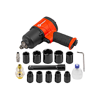 Пневмогайковерт 1/2'' (720Нм) + головки (12-24мм) FORCEKRAFT FK-RT-5270K