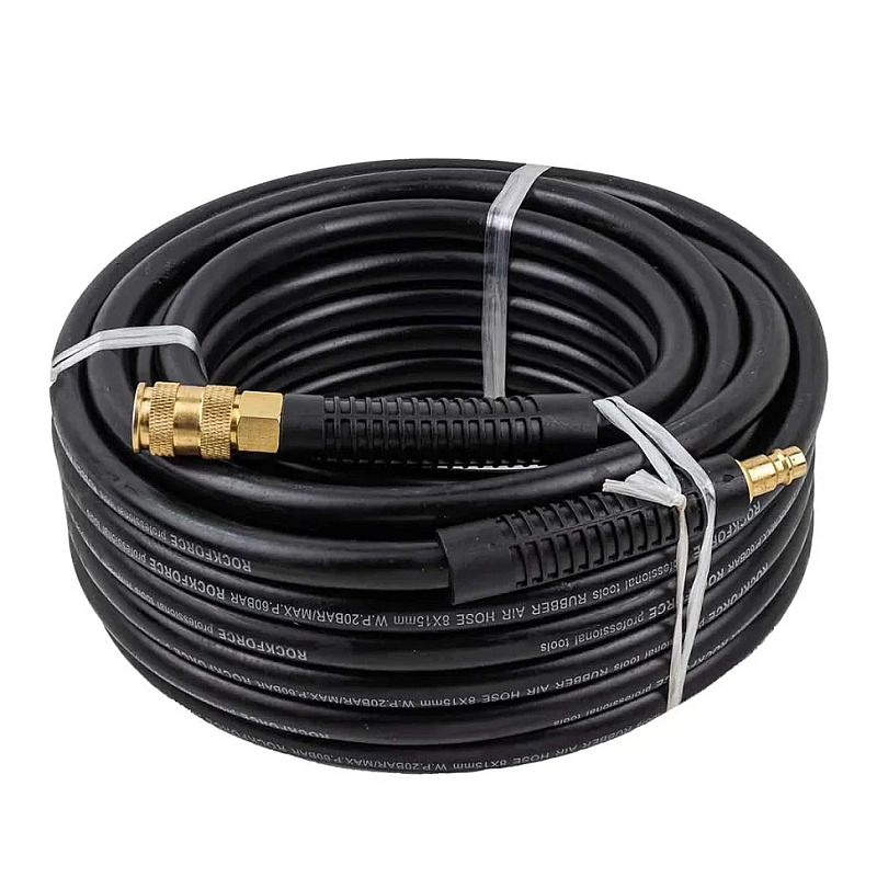 Шланг гумовий повітряний армований з фітингами 8*15мм*15м Rockforce RF-AHC-10/F