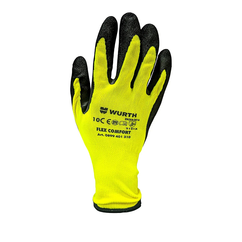 Рукавиці захисні WURTH FLEX COMFORT, латексне покриття, розмір 10 (0899401310)