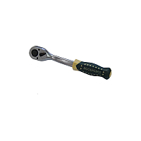 Тріскачка 3/8" (72 зуб.) посилена вигнута з прогумованим руків'ям ROCKFORCE RF-802322